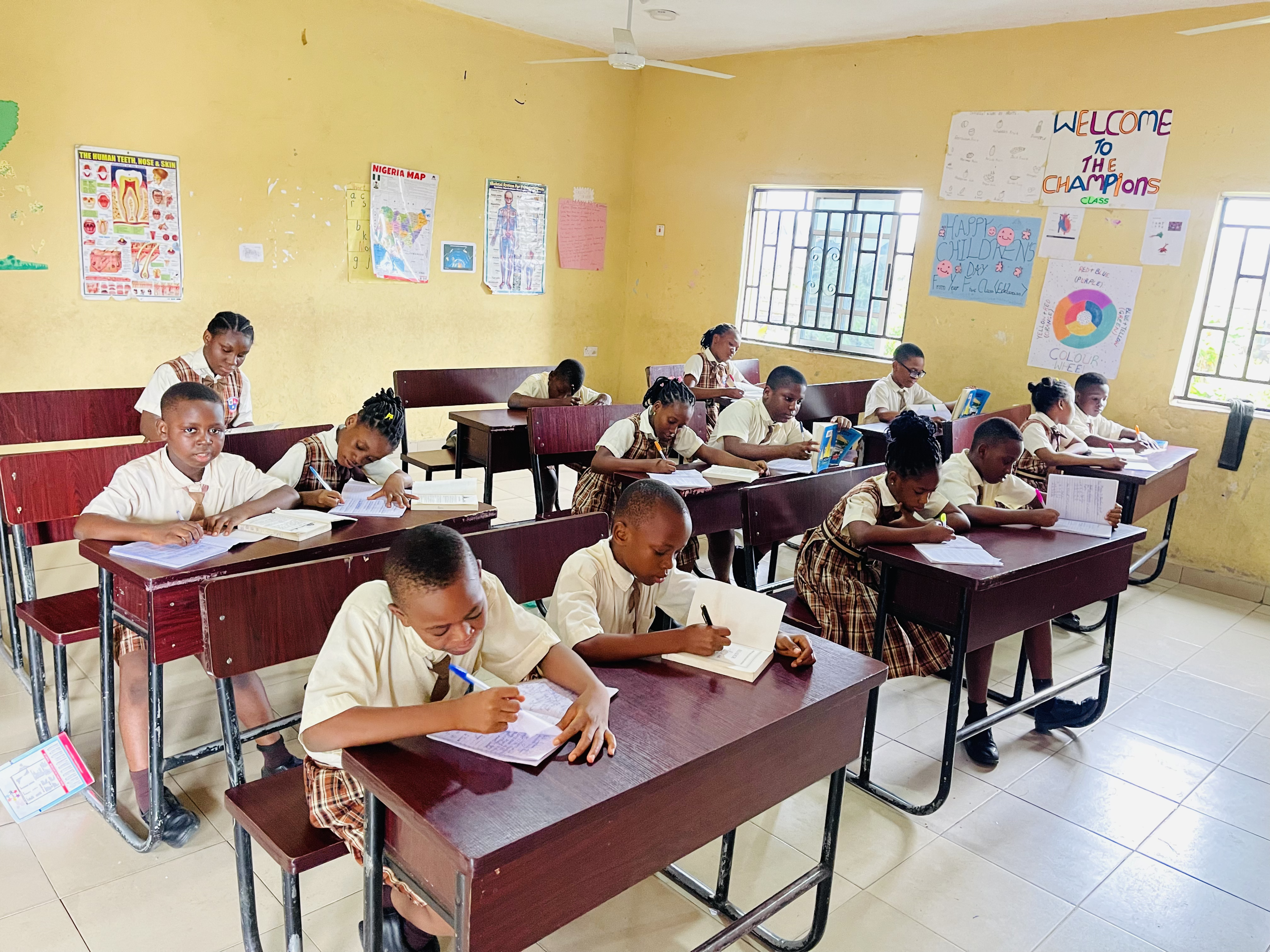 BOBAES pupils working at their desks in a classroom